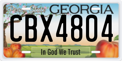 GA license plate CBX4804