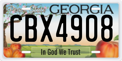 GA license plate CBX4908