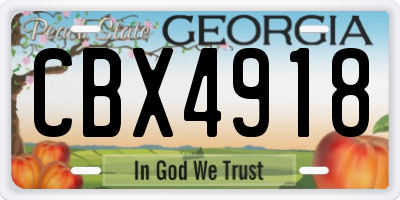 GA license plate CBX4918