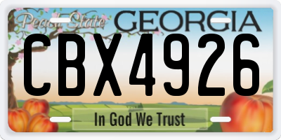 GA license plate CBX4926