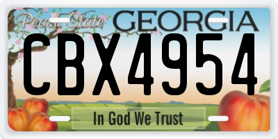 GA license plate CBX4954