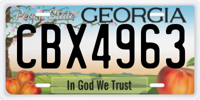 GA license plate CBX4963