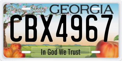 GA license plate CBX4967