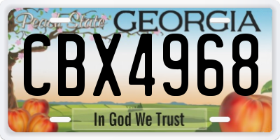 GA license plate CBX4968
