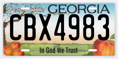 GA license plate CBX4983