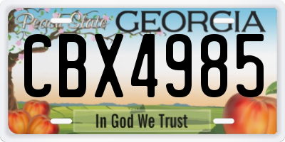 GA license plate CBX4985