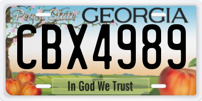 GA license plate CBX4989