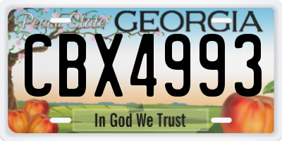 GA license plate CBX4993