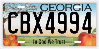 GA license plate CBX4994