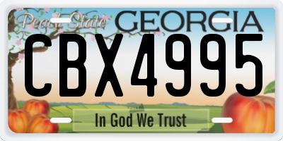 GA license plate CBX4995