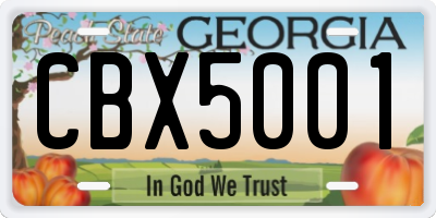 GA license plate CBX5001