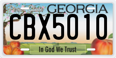 GA license plate CBX5010