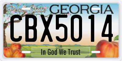 GA license plate CBX5014