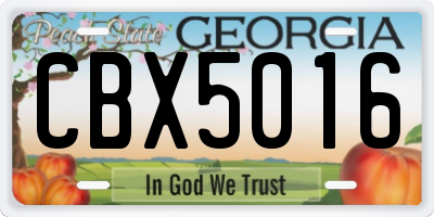 GA license plate CBX5016
