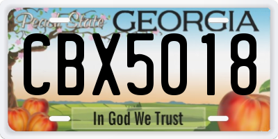 GA license plate CBX5018