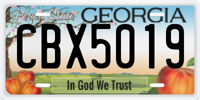 GA license plate CBX5019