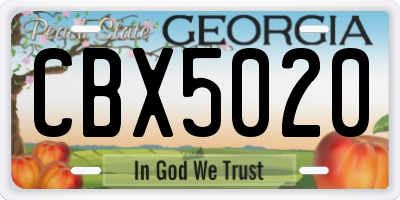 GA license plate CBX5020