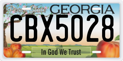 GA license plate CBX5028