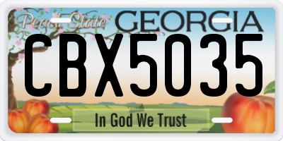 GA license plate CBX5035