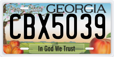 GA license plate CBX5039