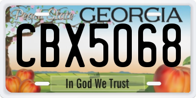 GA license plate CBX5068