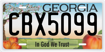 GA license plate CBX5099
