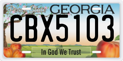 GA license plate CBX5103