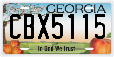 GA license plate CBX5115