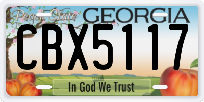 GA license plate CBX5117