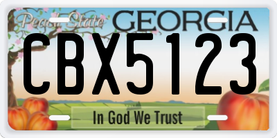 GA license plate CBX5123