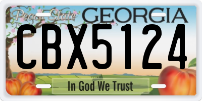 GA license plate CBX5124