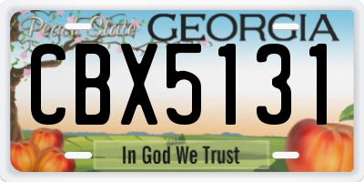 GA license plate CBX5131