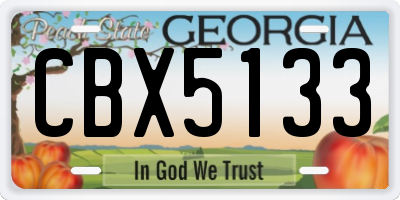 GA license plate CBX5133