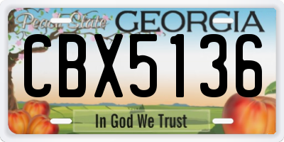 GA license plate CBX5136