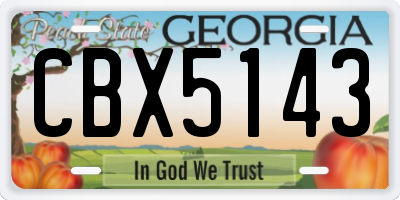 GA license plate CBX5143