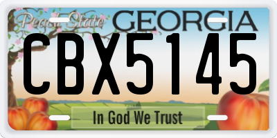 GA license plate CBX5145
