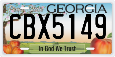 GA license plate CBX5149