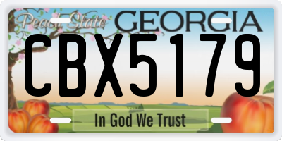GA license plate CBX5179