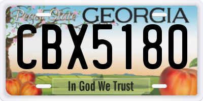 GA license plate CBX5180