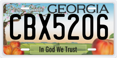 GA license plate CBX5206