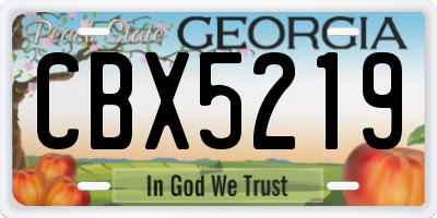 GA license plate CBX5219