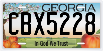 GA license plate CBX5228