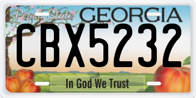 GA license plate CBX5232