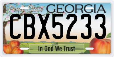 GA license plate CBX5233