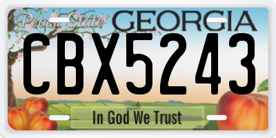 GA license plate CBX5243
