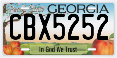 GA license plate CBX5252