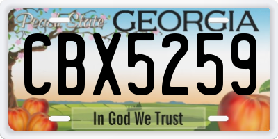 GA license plate CBX5259