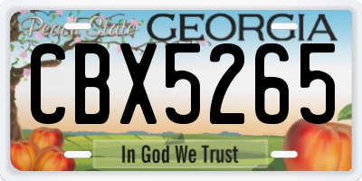 GA license plate CBX5265