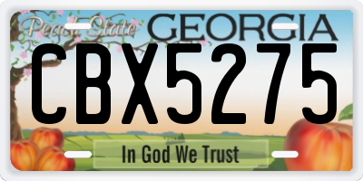GA license plate CBX5275
