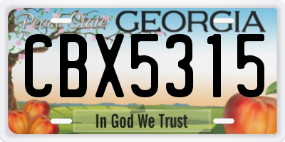 GA license plate CBX5315